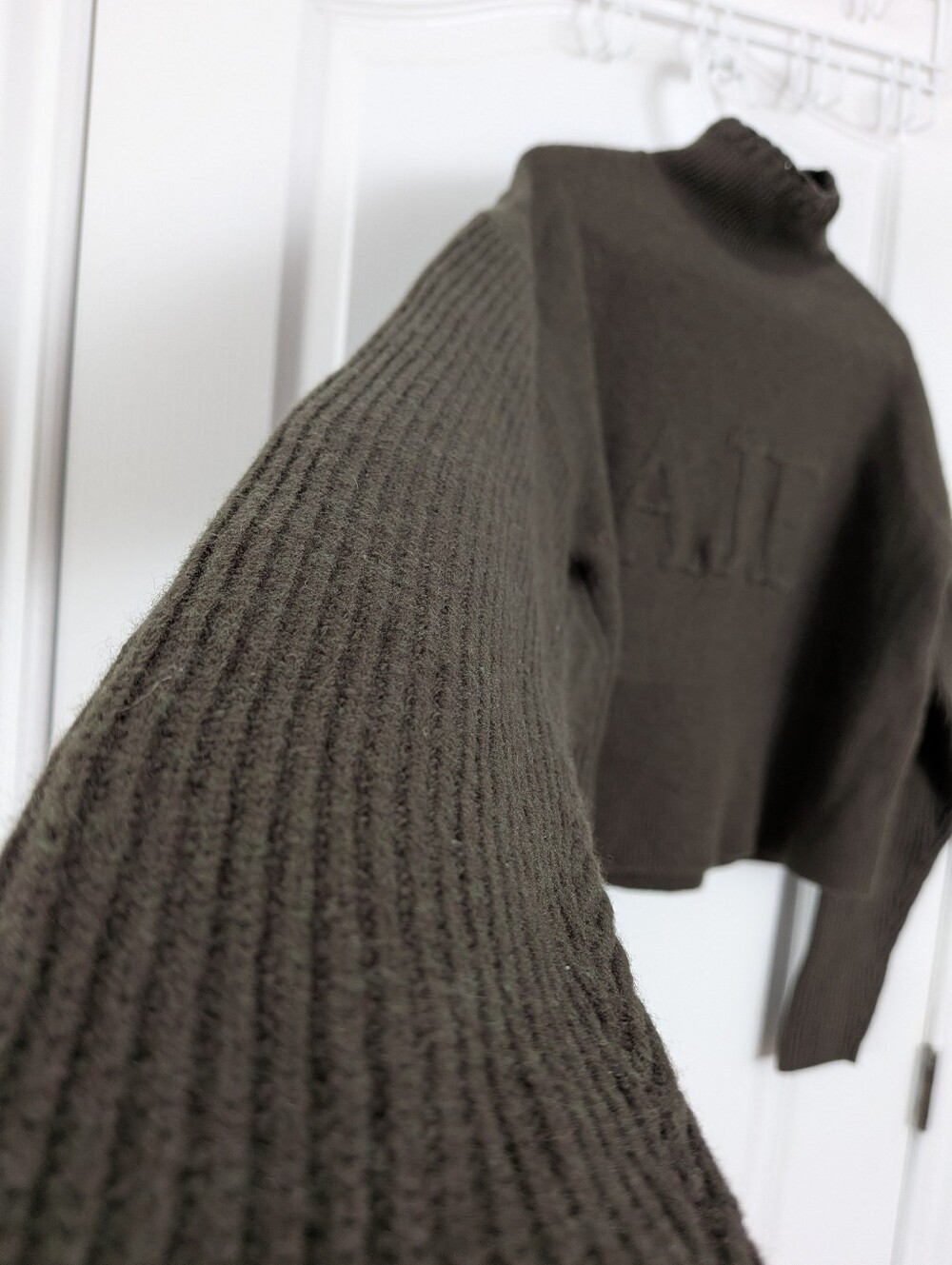 Aje Rennie Logo Funnel Neck Knit Jumper sweater dark green small - Picture 7 of 10